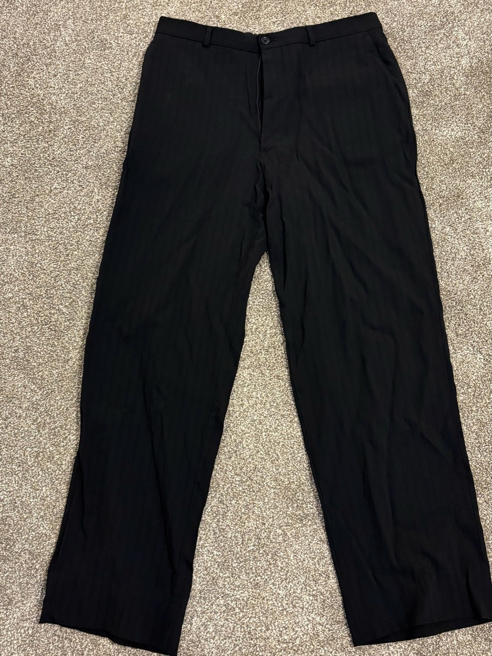 Giorgio Armani Black Pinstripe Dress Trousers 40L x 34W